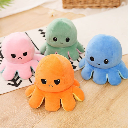 Reversible Octopus Plush Toy - Mood Flip Soft Toy for Kids