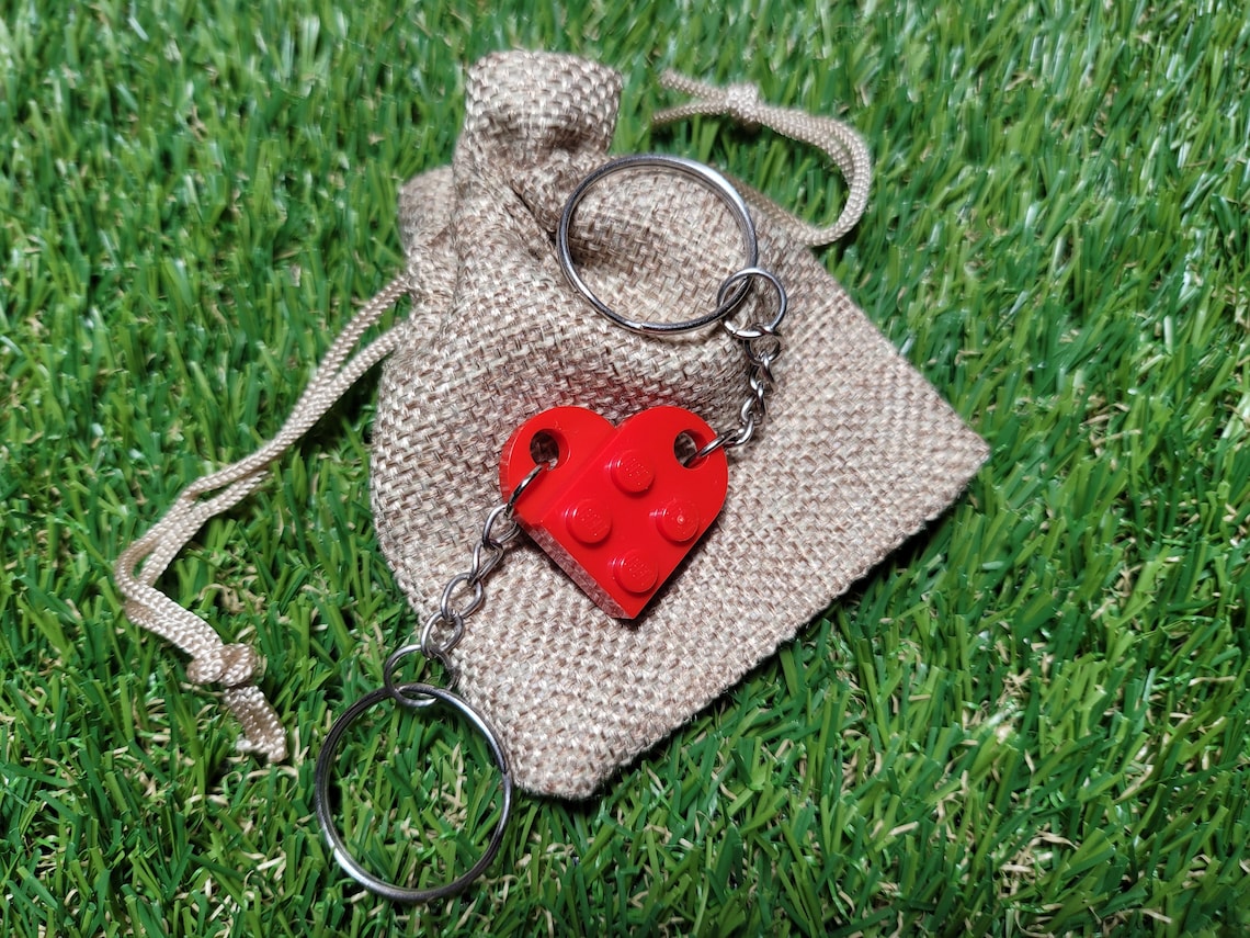LEGO Love Heart Keychain - Romantic Building Block Gift